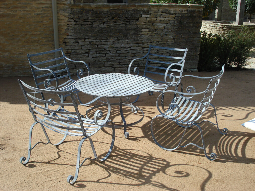 garden furniture, chairs and tables, in the Cotswolds,made in bury st edmunds, suffolk.,uk.